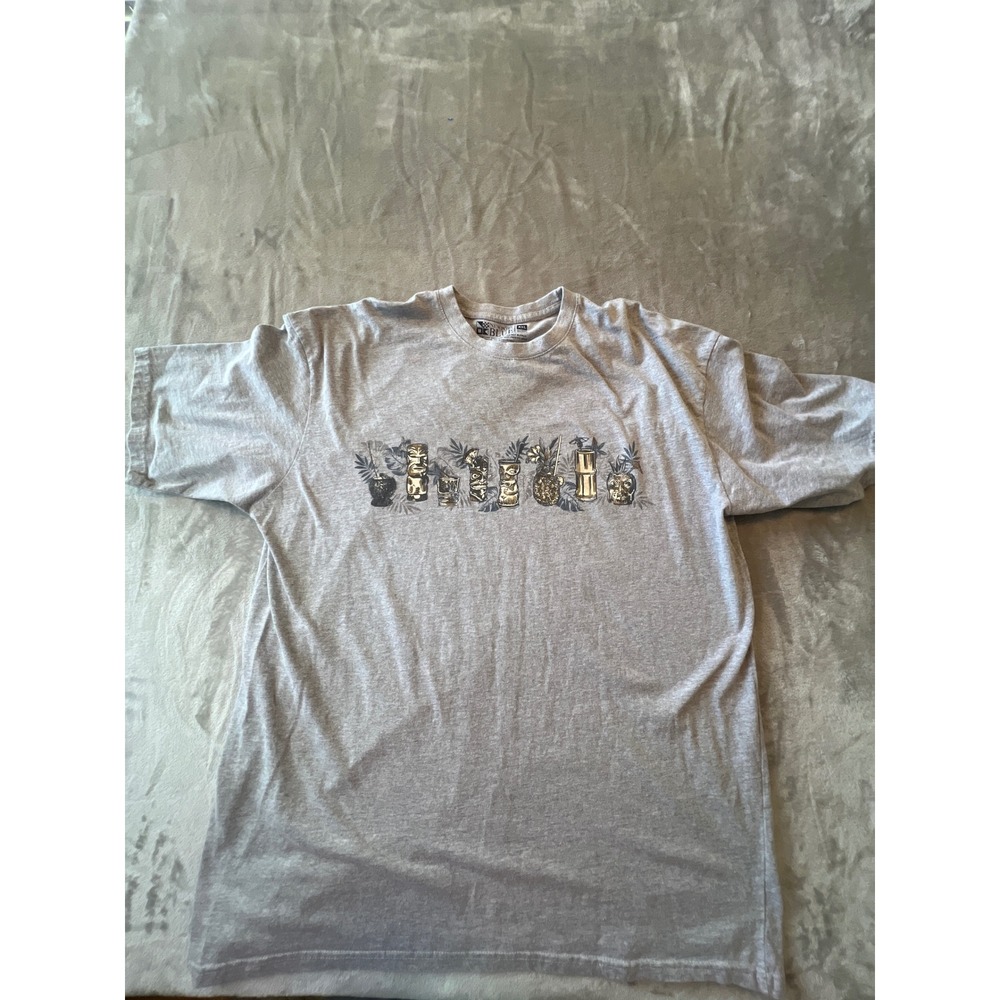 Newport Blue T Shirt Mens XXL Gray Tiki Graphic Short Sleeve Cotton Blend